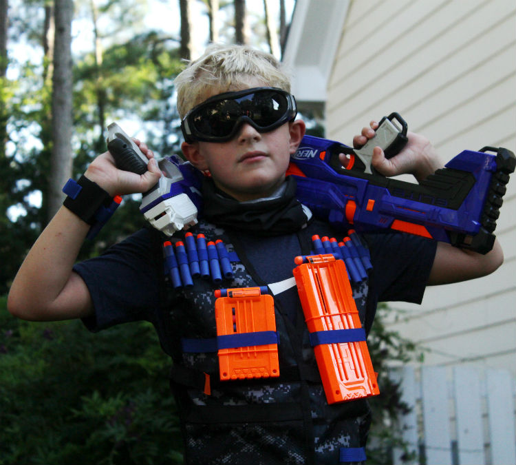 Kid Looking Cool With Nerf Battle Pack Rental Fort Worth